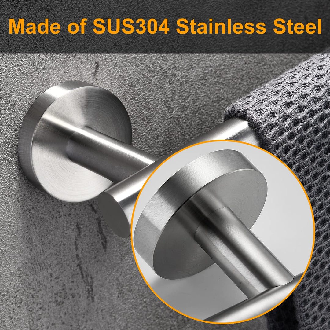 Brushed Nickel Bath Towel Bar Single Bars Towel Rack Rod Classic Wall Mounted SUS304 Stainless Steel Bathroom Towel Holder Toilet Kitchen Towel Shelf Single Layer,16 inches