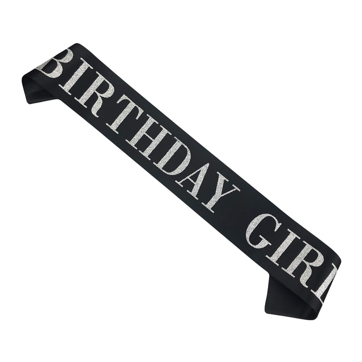Birthday Girl Sash, Black Satin Silver Glitter Sash, Happy Birthday Princess Party Decorations, Women&#39;s Birthday Party Supplies, 16,18,21,30,40,50 or Any Other Birthday Party