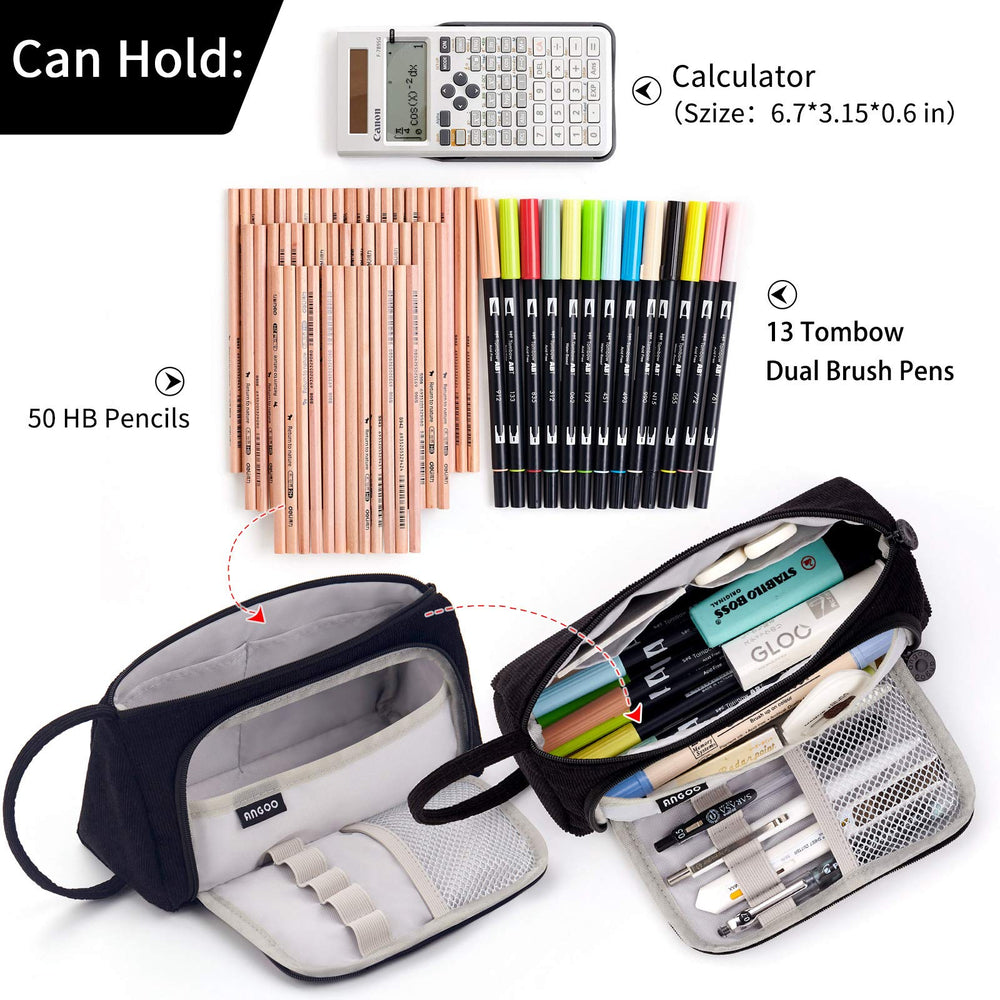 Pencil Case Large Capacity Pencil Pouch School Suppies Pen Case Simple Stationery College Office Organizer for Girls Adults-Yellow