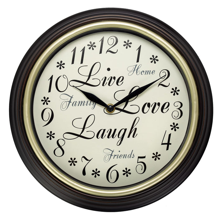 12 Inch Live Laugh Love Quality Quartz Battery Operated Easy to Read Home/Office/Kitchen/Classroom/School Clock Class 13910 0