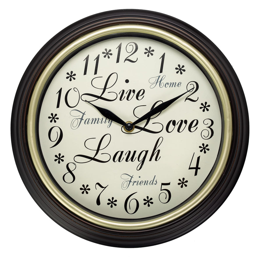 12 Inch Live Laugh Love Quality Quartz Battery Operated Easy to Read Home/Office/Kitchen/Classroom/School Clock Class 13910 0