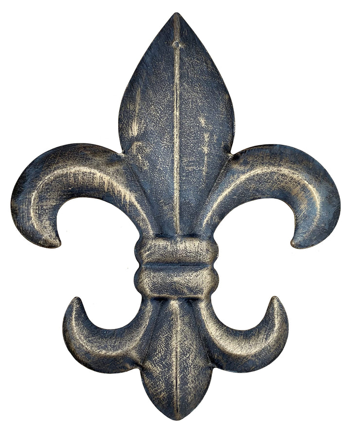 8 Metal Fleur De Lis Wall Plaque/Art with hanger - Rustic Creole Tuscan Decor (Weathered Bronze)