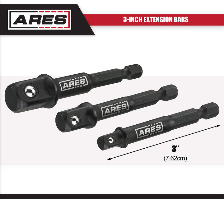 70000-3-Inch Impact Grade Socket Adapter Set - Turns Impact Drill Driver into High Speed Socket Driver - 1/4-Inch, 3/8-Inch, and 1/2-Inch Drive