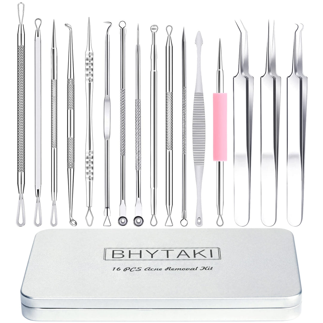 Blackhead Remover Tools, 2022 Latest 16 PCS Pimple Popper Tool Kit, Acne Blackhead Tools for Blemish, 410 Premium Professional Stainless Acne Pimple Extractor Tool with Metal Box