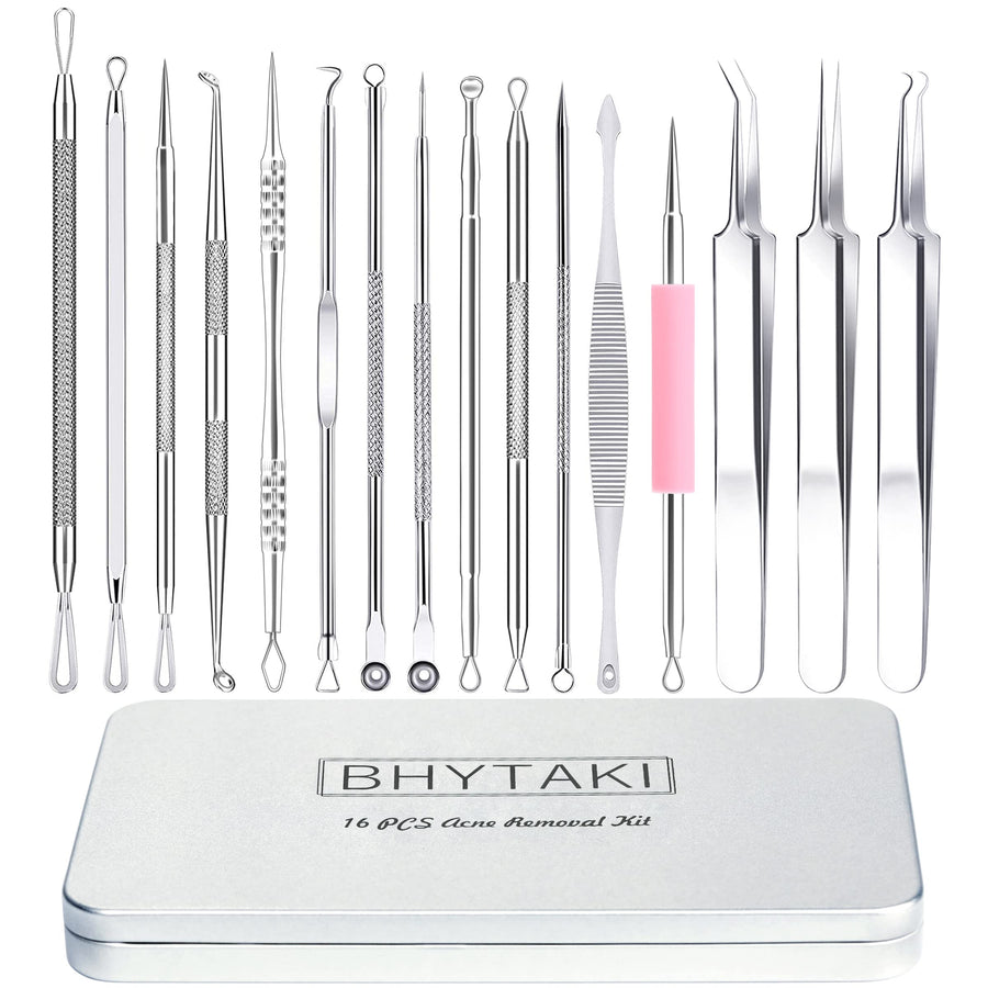 Blackhead Remover Tools, 2022 Latest 16 PCS Pimple Popper Tool Kit, Acne Blackhead Tools for Blemish, 410 Premium Professional Stainless Acne Pimple Extractor Tool with Metal Box
