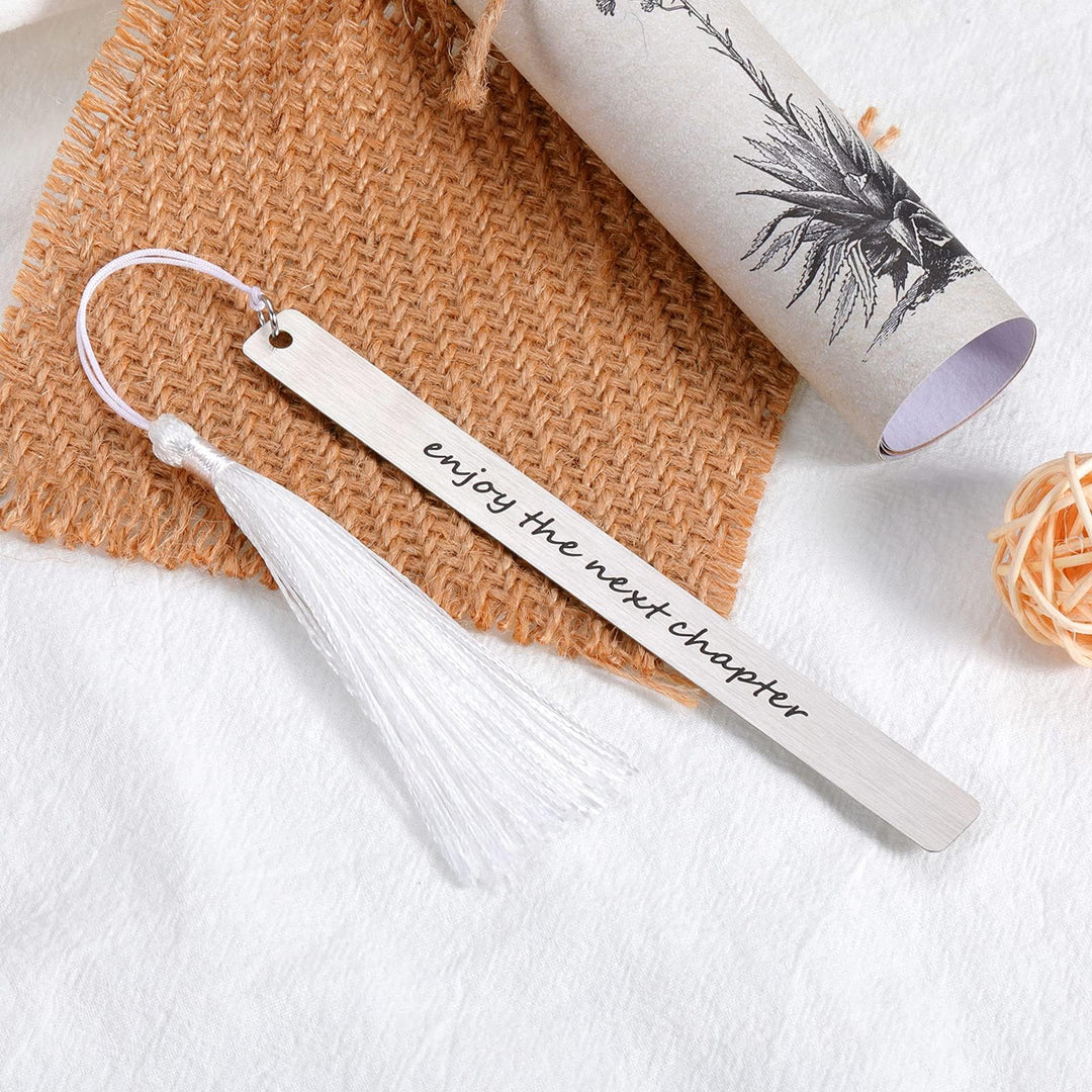 Retirement Gift for Woman Men Senior Night Graduation Gift for Students Enjoy The Next Chapter Bookmarks for Reading Women Inspirational Bookmarks with Tassel for Book Lover Christma Stocking Stuffers
