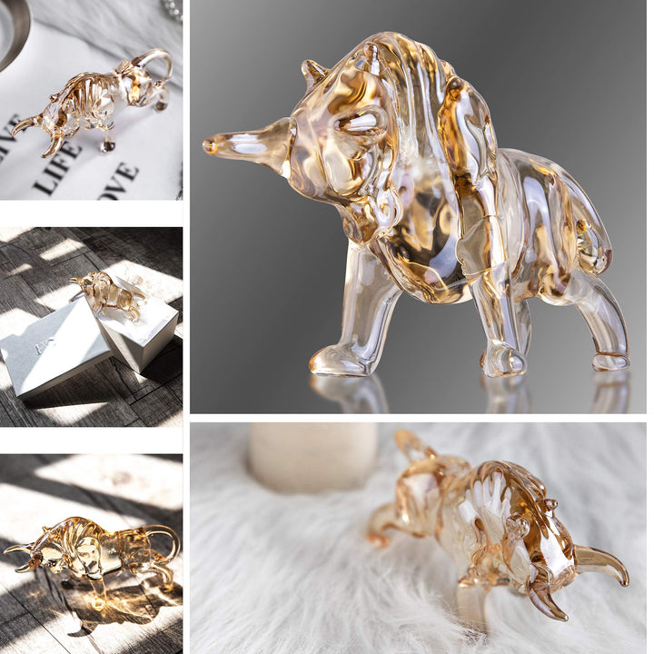 H&amp;D HYALINE &amp; DORA Charm and Lucky FengShui Crystal Statues Wall Street Bull Figurine Sculpture Home Office Desk Decorative Ornament