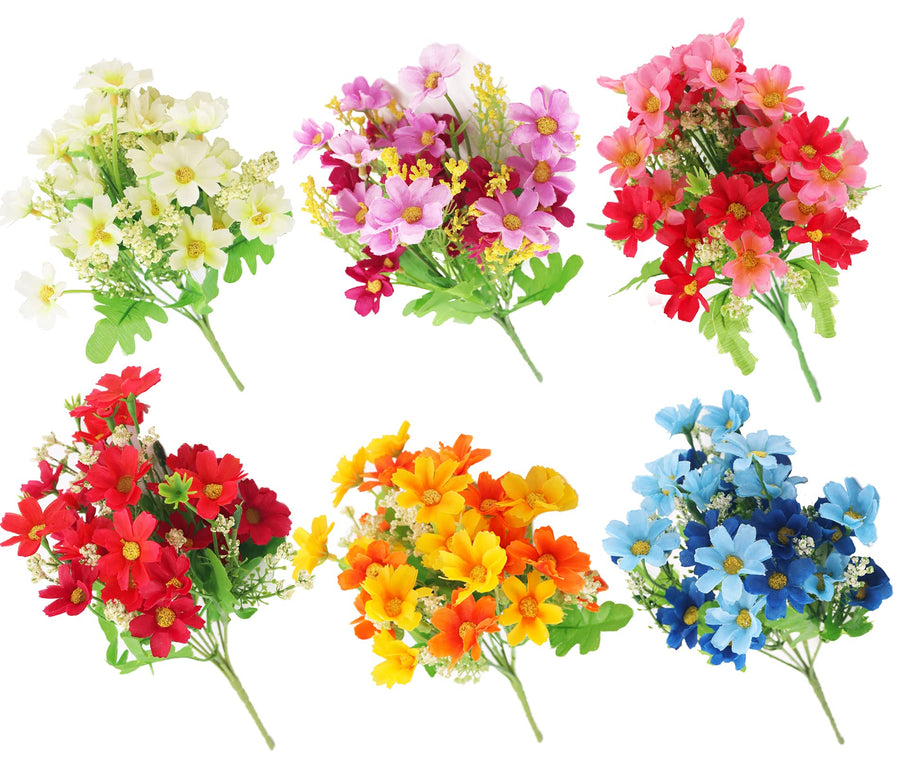 6Pack Artificial Flowers for Outdoors, UV Resistant Outdoors Fake Plants Faux Plastic Flower in Bulk for Hanging Planters Outside Porch Vase Home Window Garden Decoration