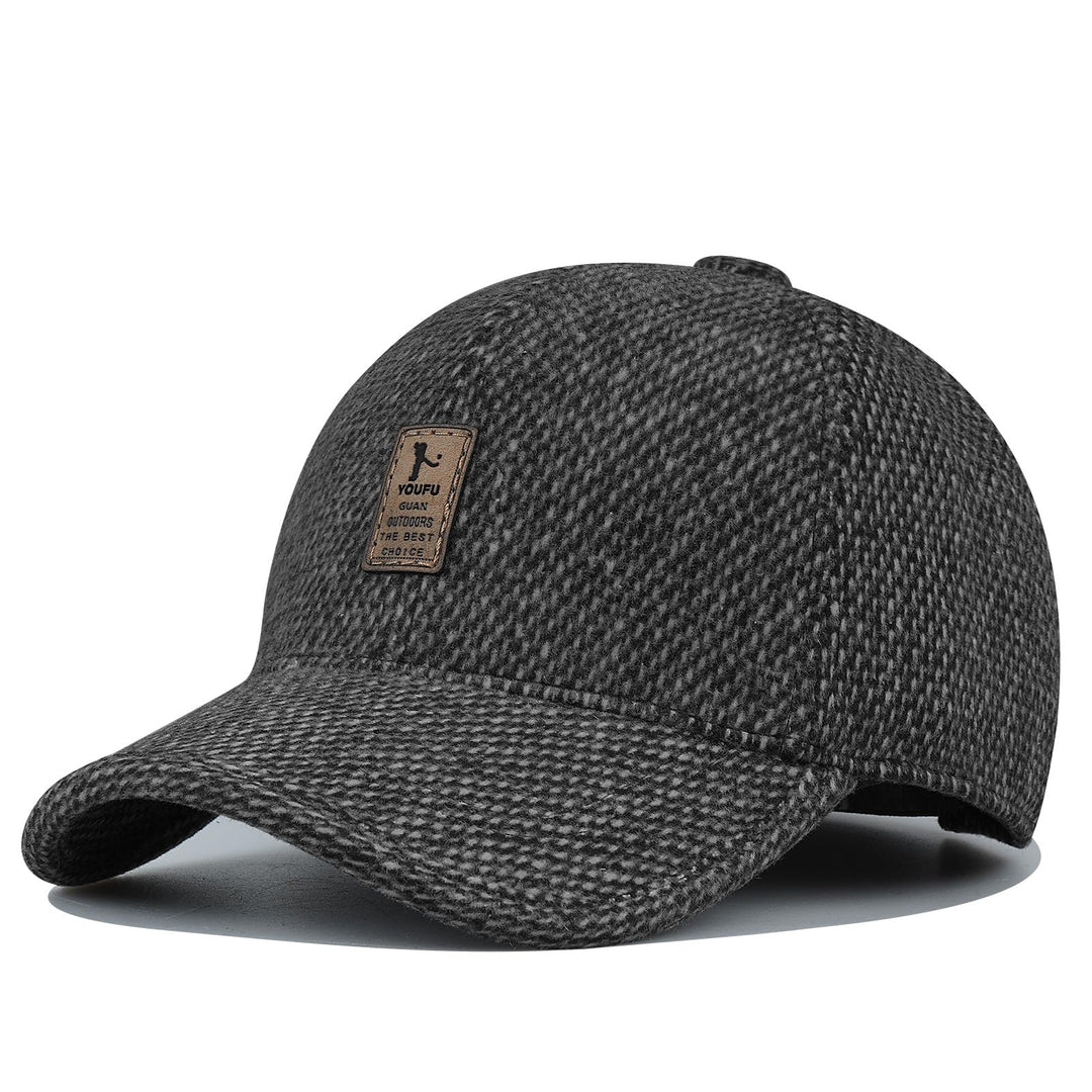 Woolen Baseball Cap Hat Structured Soft Cotton Cap Dad Hats Unisex Cold Weather Ball Cap with Earflap