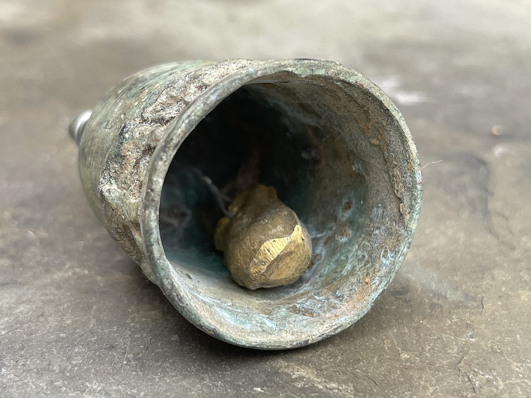 Small Thai Lucky Elephant Temple Bell - Handmade Hanging Buddhist Brass Art from Thailand - Authentic Cast Bronze 3 Inches