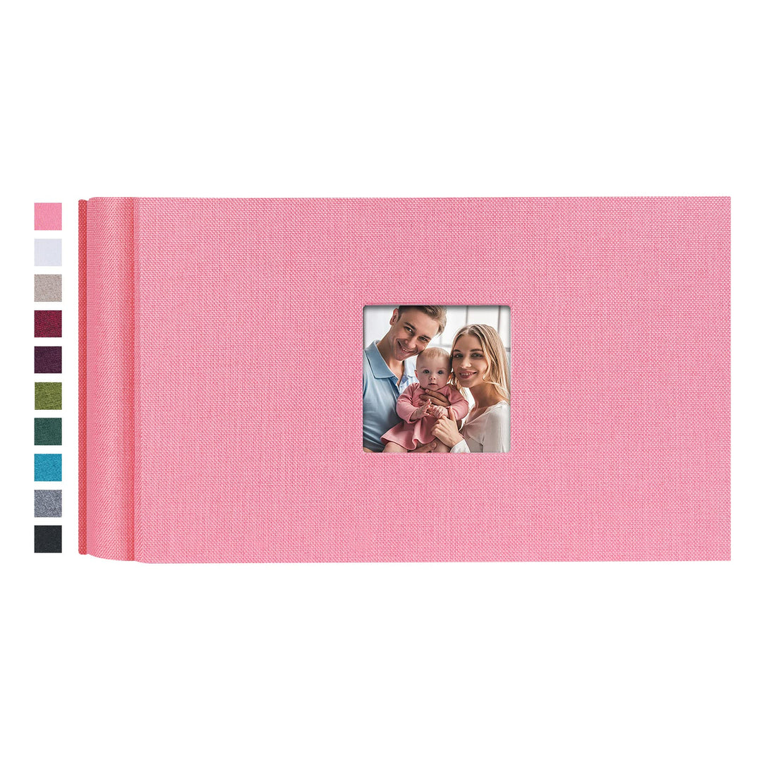 Small Photo Album 4x6 100 Photos Linen Cover Picture photo Book with 100 Horizontal Pockets for Wedding Family Anniversary Baby(Pink)
