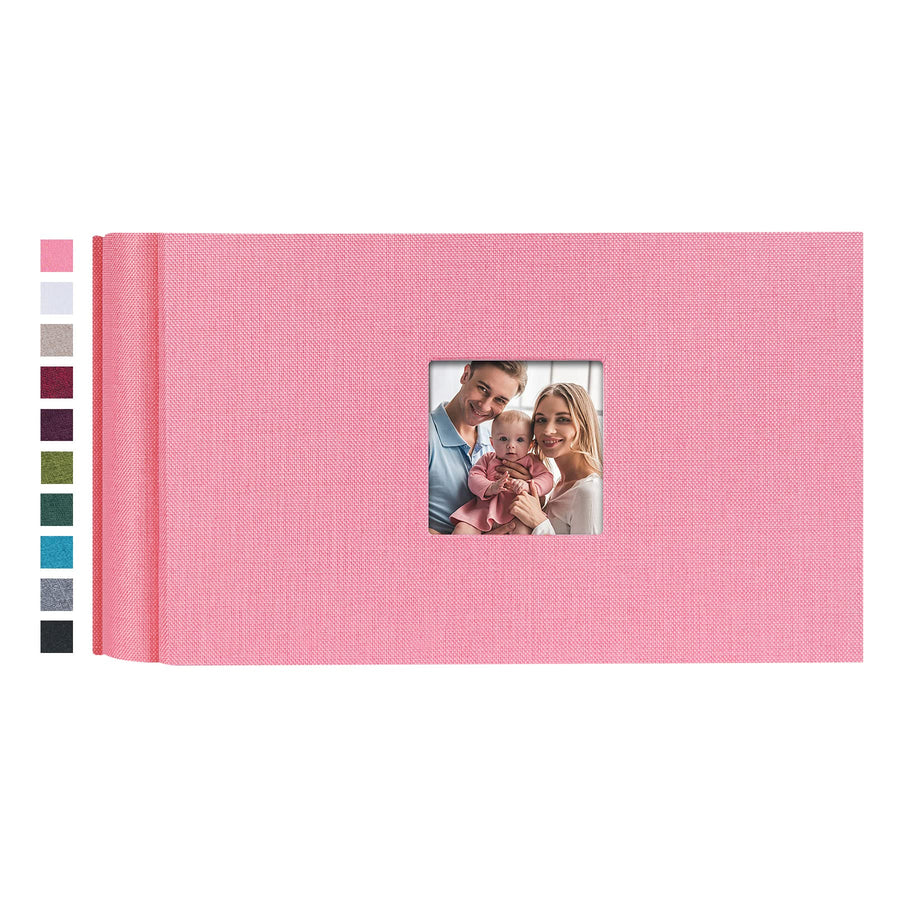 Small Photo Album 4x6 100 Photos Linen Cover Picture photo Book with 100 Horizontal Pockets for Wedding Family Anniversary Baby(Pink)