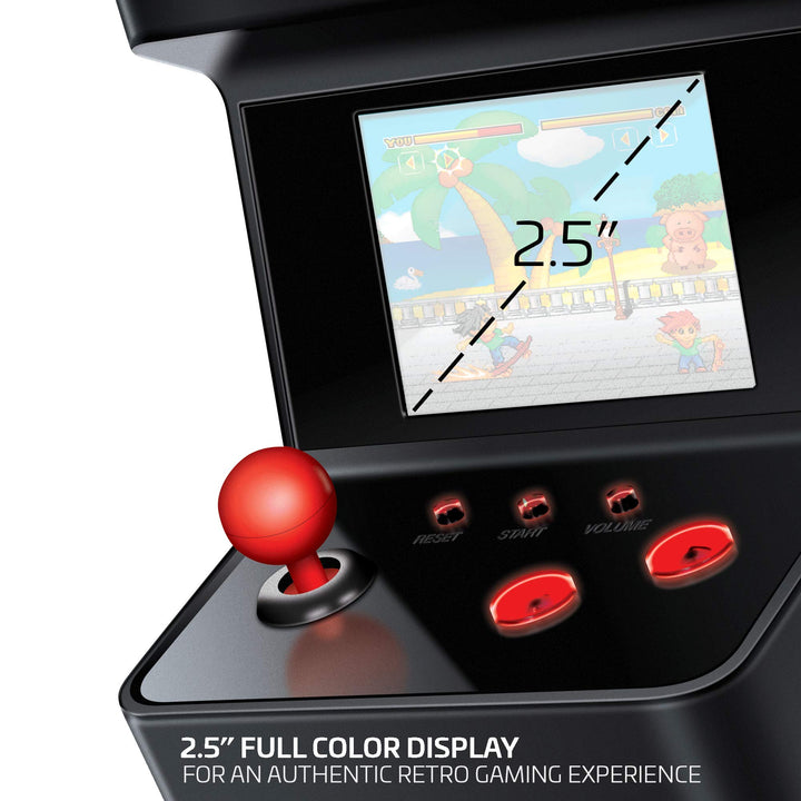 Retro Arcade Machine X Playable Mini Arcade: 300 Retro Style Games Built In, 5.75 Inch Tall, AA Battery Powered, 2.5 Inch Color Display, Illuminated Buttons, Speaker, Volume Control