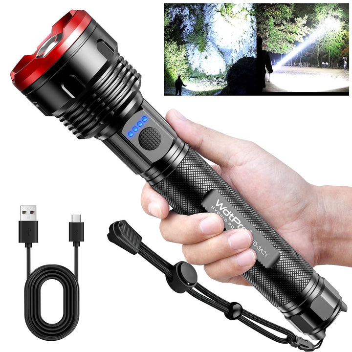 WdtPro Rechargeable Flashlight S5000, 3000 High Lumens 