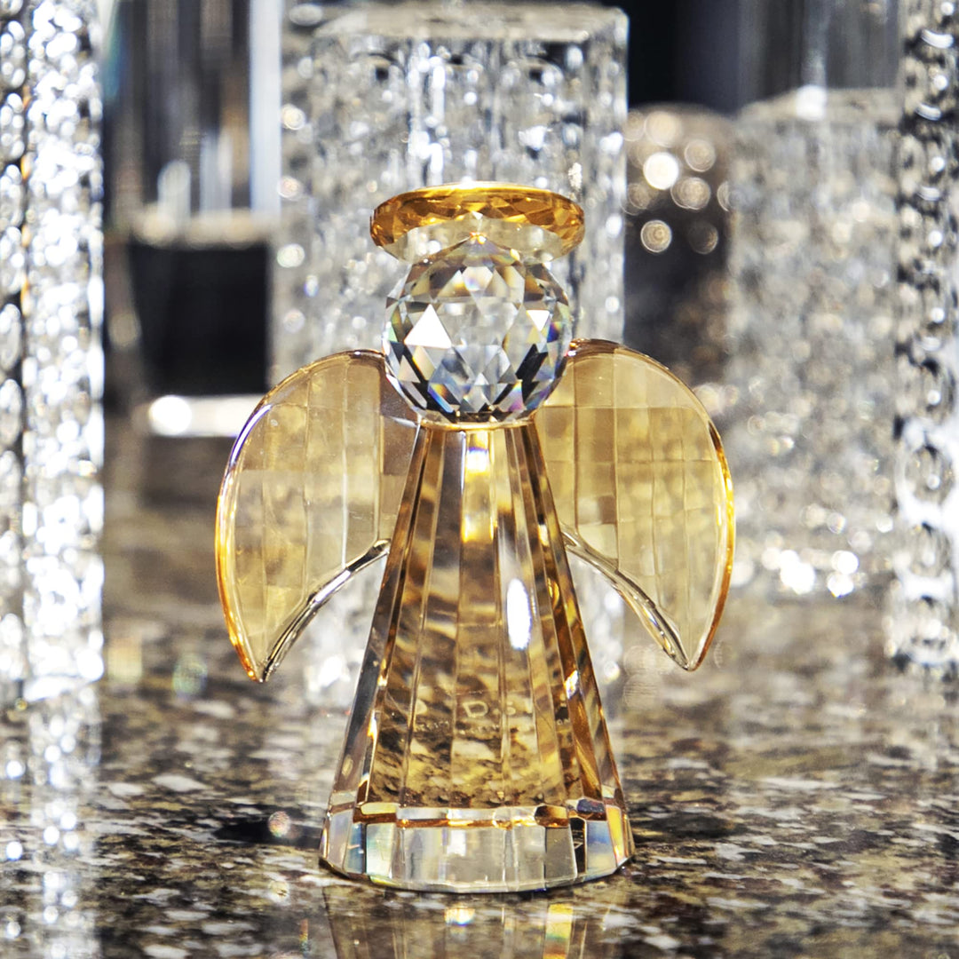 QFkris Champagne Crystal Guardian Angel Figurines Colle