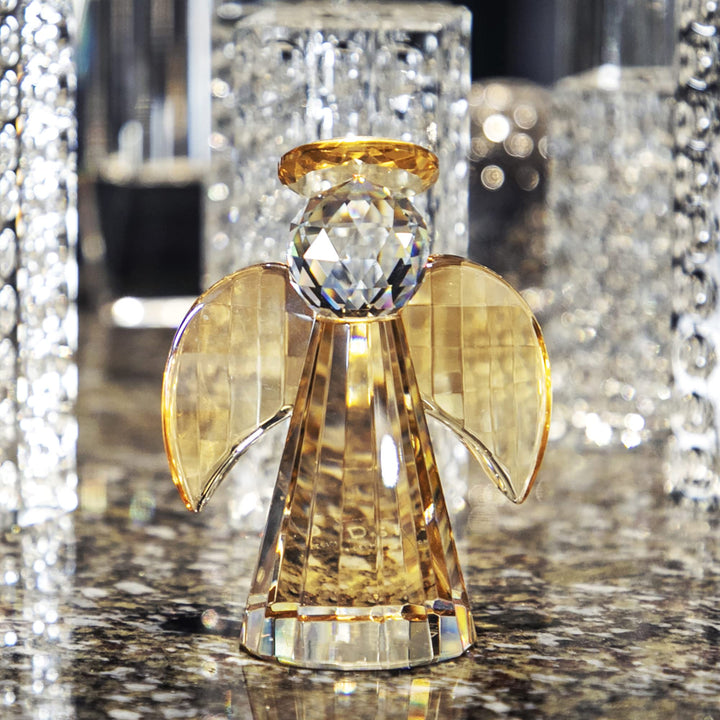 QFkris Champagne Crystal Guardian Angel Figurines Colle