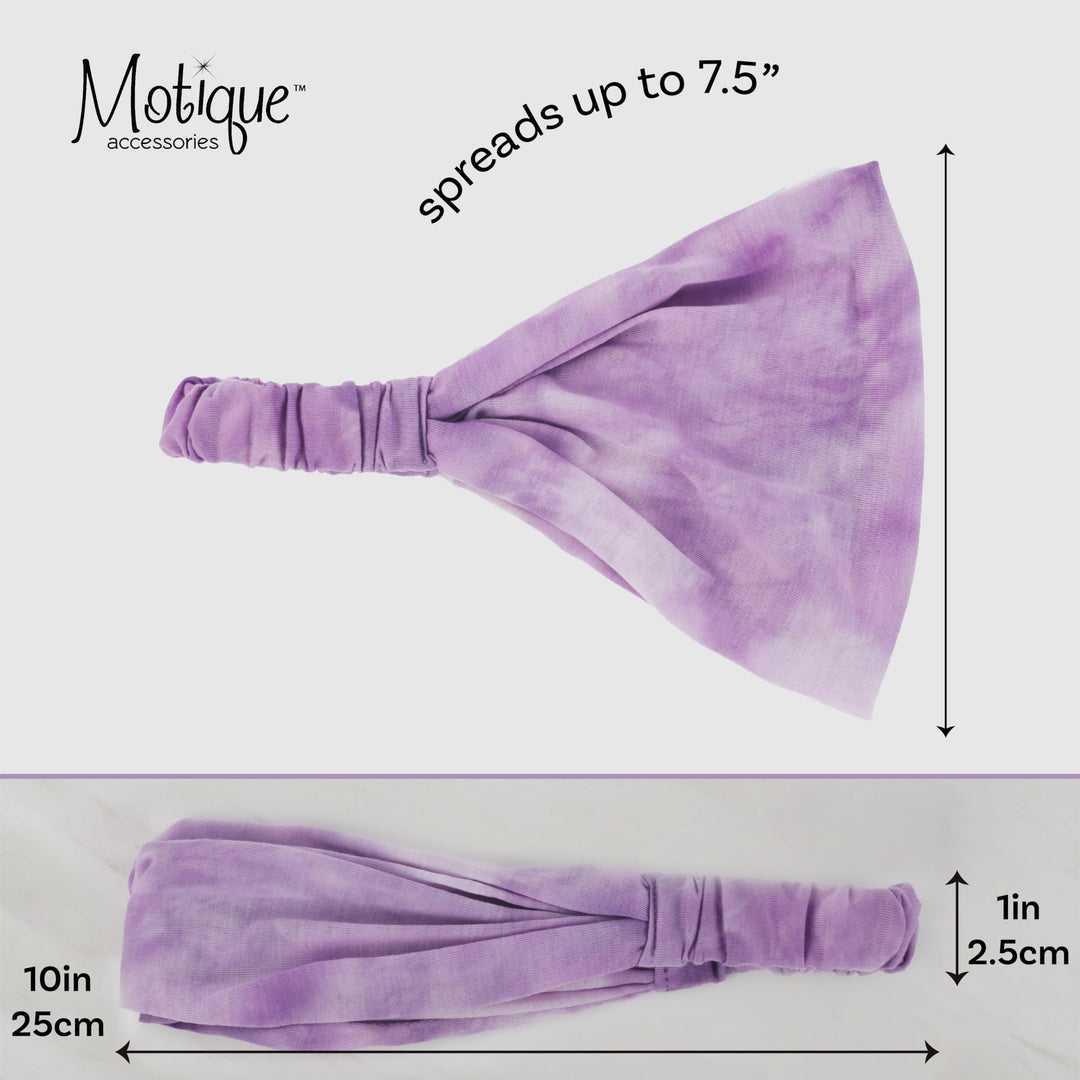 Cotton Tie Dye Wide &amp; Stretchy Headwrap - Lavender
