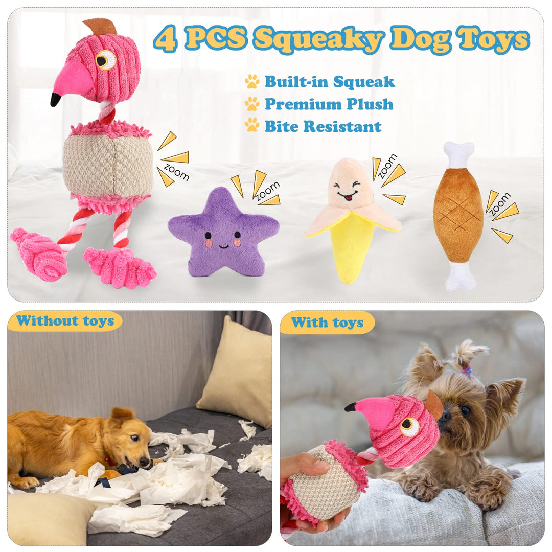 8 Pack Puppy Toys, Squeaky Plush Dog Toys for Small Dogs, Cute Puppy Teething Chew Toy, Safe Ropes Toys