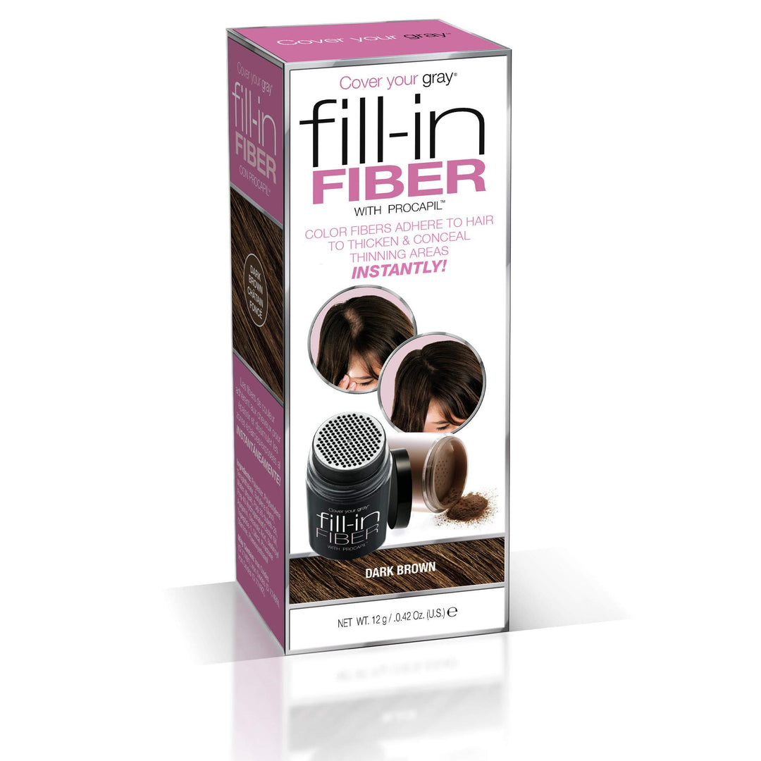 Pro Fill-In Fibers With Procapil - Dark Brown: Hair Fibers For Thinning Hair, Hair Powder For Bald Spots, Baldness Cover Up, Beard Filler, Hair Thickener, Hair Thickening