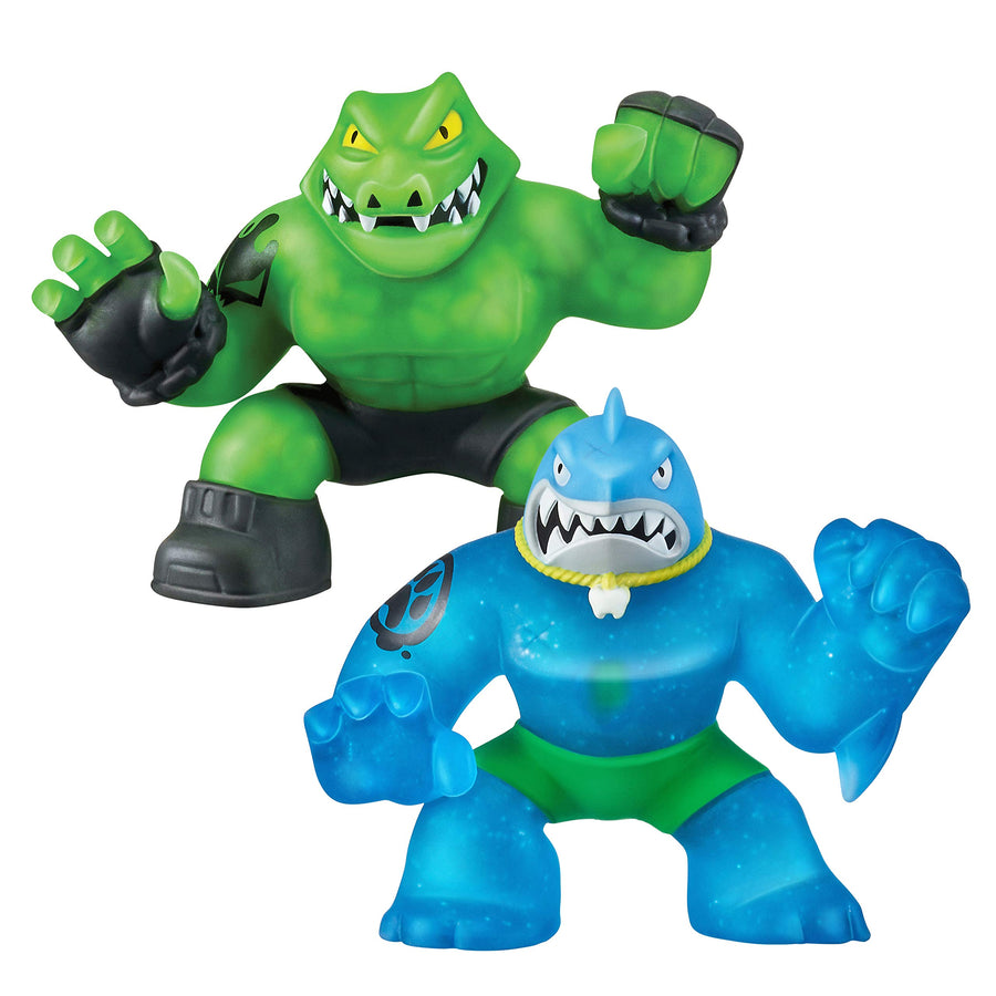 Heroes of - 2 Pack of Glow in The Dark Action Figures, Thrash Vs Rockjaw