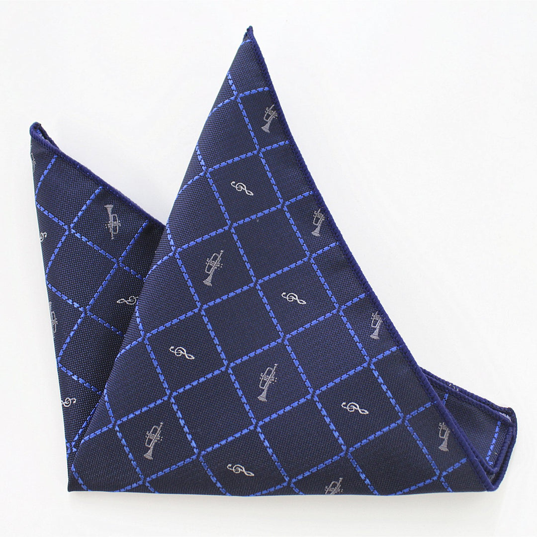 Fashion Men Tie Set Music Plaid Necktie with Handkerchief and Cufflinks (0726-42)