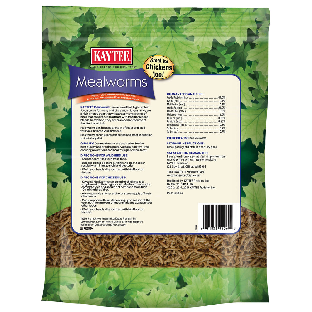 Wild Bird Food Mealworms For Bluebirds, Wrens, Robins, Chickadees, Woodpeckers, Cardinals & Chickens, 17.6 Ounce