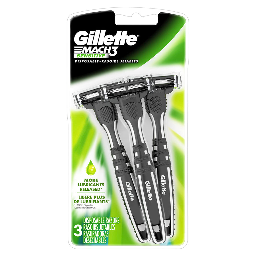 Mach3 Men's Disposable Razor, Sensitive, 3 Count, Mens Razors / Blades