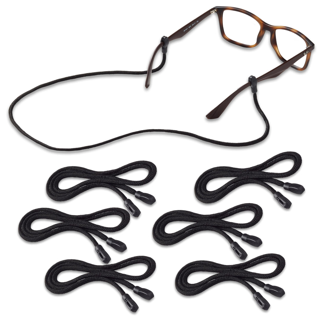 Eyeglass Retainer | Supercord | Eyeglass Holder | Black, 6pk | w/Microfiber Cloth, Screwdriver