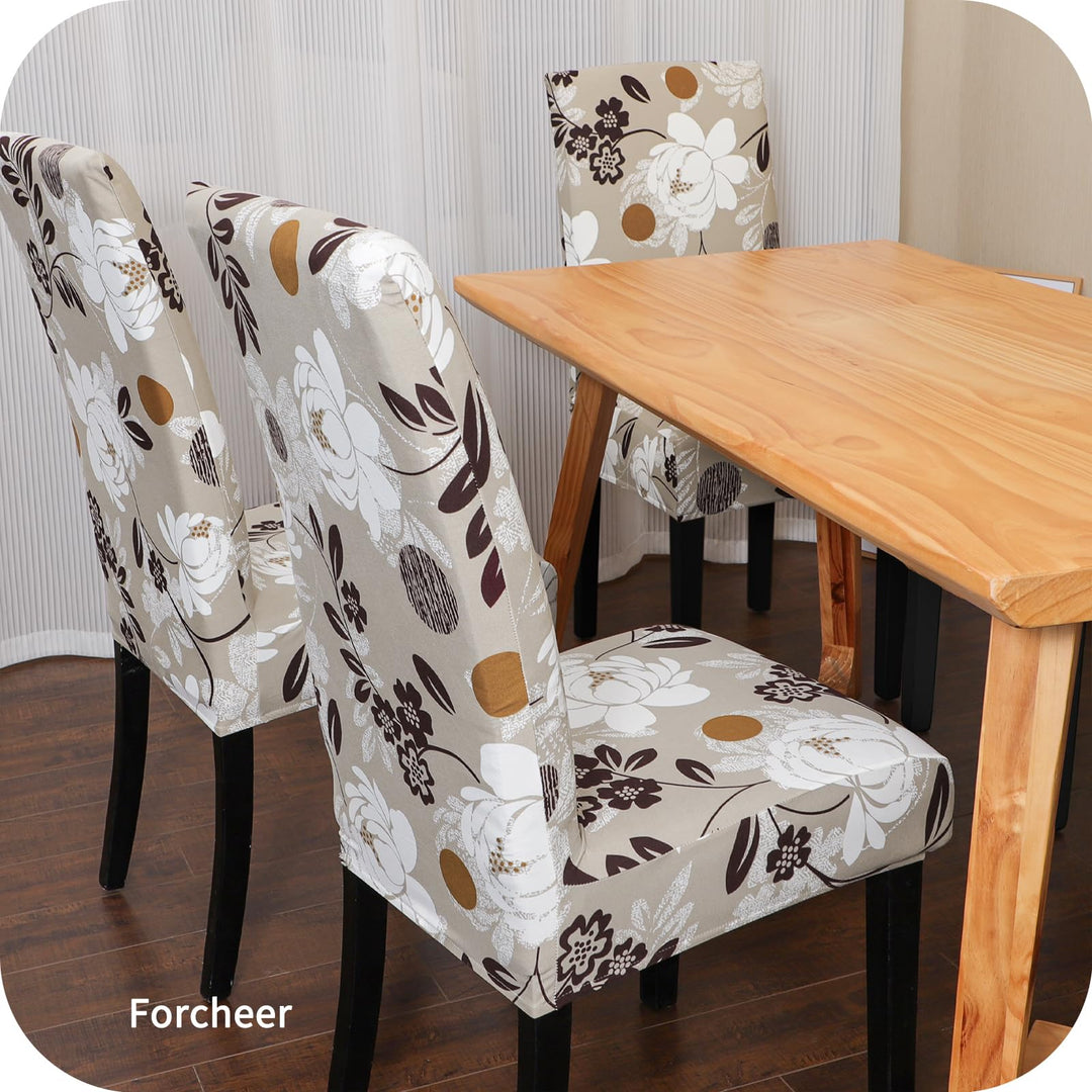 FORCHEER Chair Covers for Dining Chairs Set of 4,Beige 