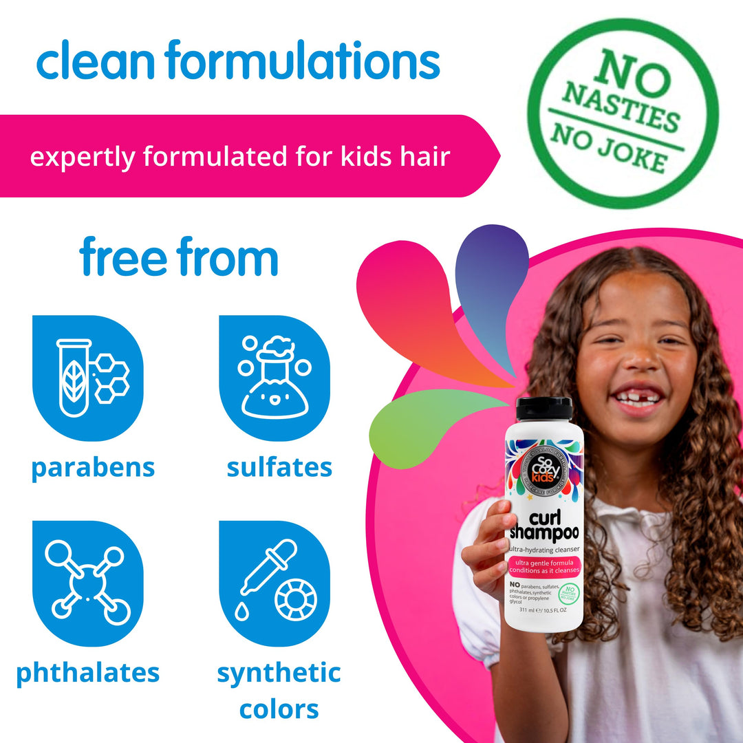 SoCozy Curl Shampoo | For Kids Hair | Ultra-Hydrating Cleanser | No Parabens, Sulfates, Synthetic Colors or Dyes, Sweet-Crème, 10.5 Fl Oz