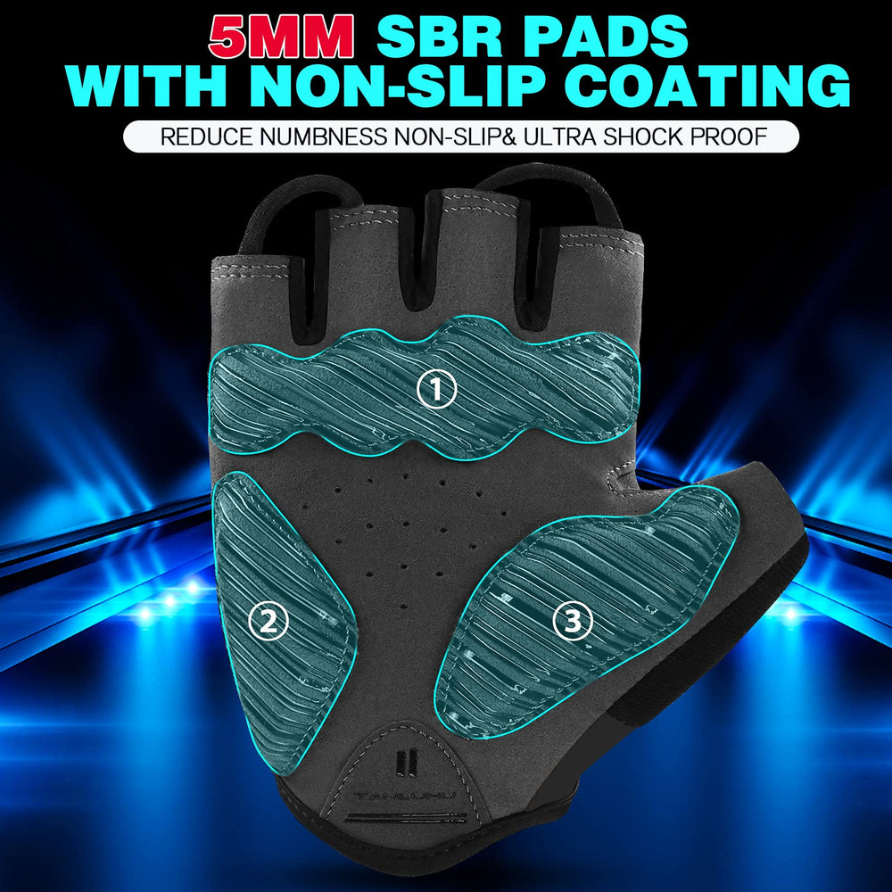 5MM Thicken SBR Shock Pads Bike Gloves Cycling Gloves Half Finger Biking Glove Moutain Bike Gloves Anti-Slip Shock-Absorbing Padded Breathable Road Bike Glove Bicycle Gloves for Men/Women