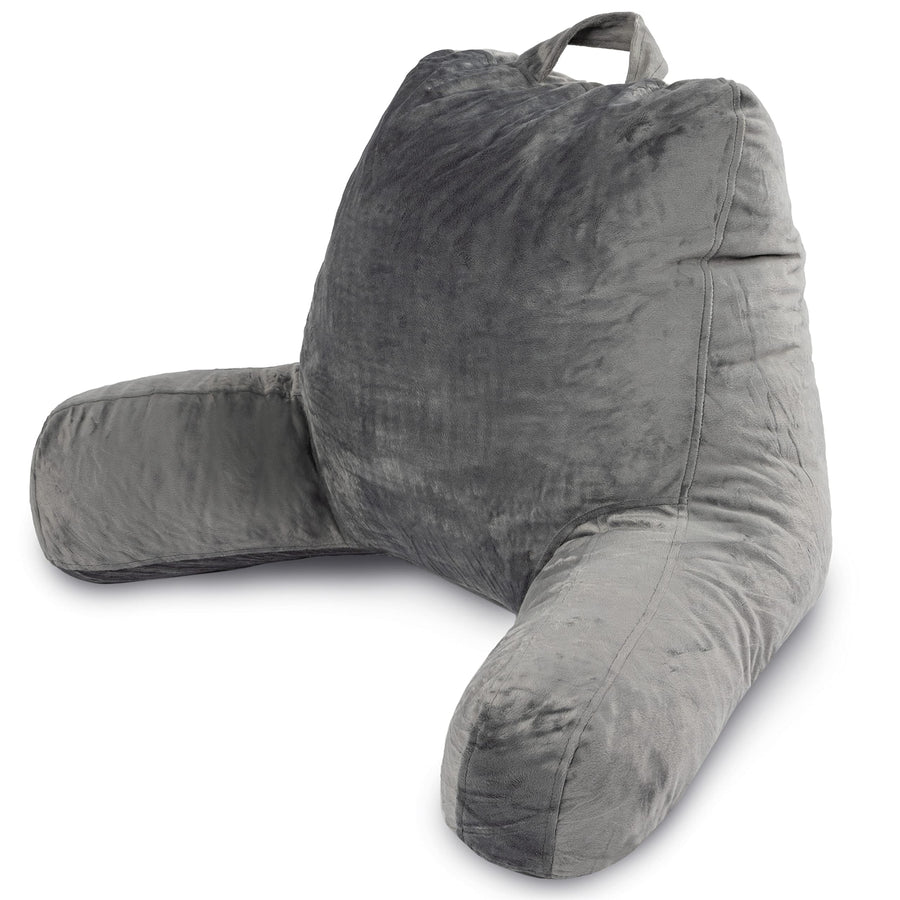Reading Pillow with Shredded Memory Foam, Large Adult Backrest with Arms, Back Support for Sitting Up in Bed with Washable Cover (Sit up Pillow)