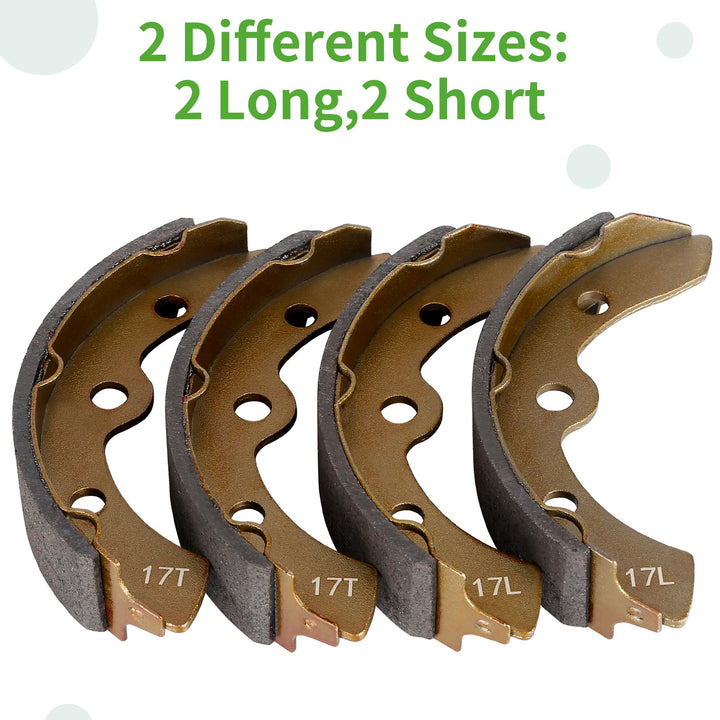 10L0L Golf Cart Brake Shoes for Yamaha G1 G2 G8 G9 Club Car 1995-up, EZGO 1986.5-Up (2 Long, 2 Short) 1018232-01 27249G01 17-25340-00