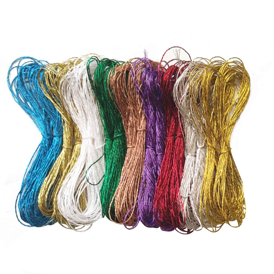 18 Skeins Metallic Embroidery Thread Embroidery Floss-Cross Stitch Threads for Embroidery and Decorative Sewing (9 Colors)