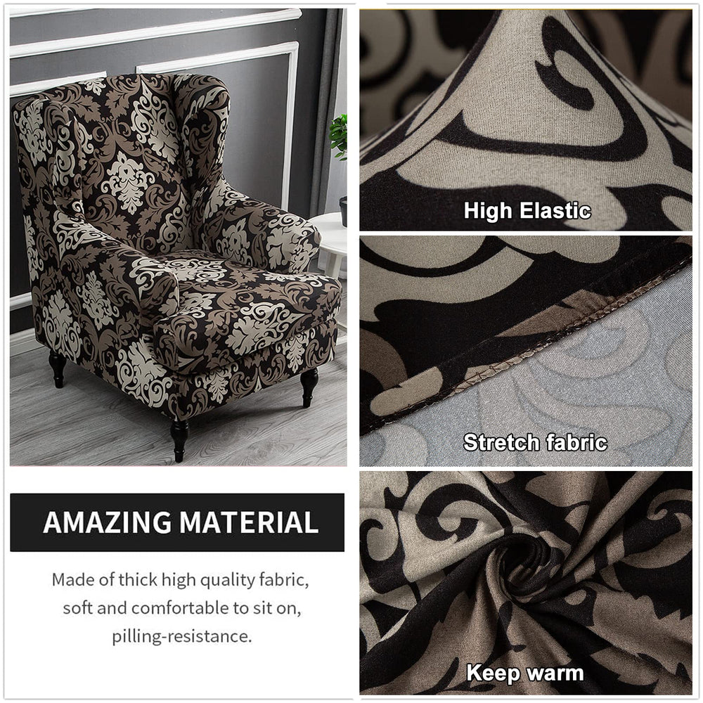 Wing Chair Slipcovers 2 Pieces Stretch Spandex Wingback