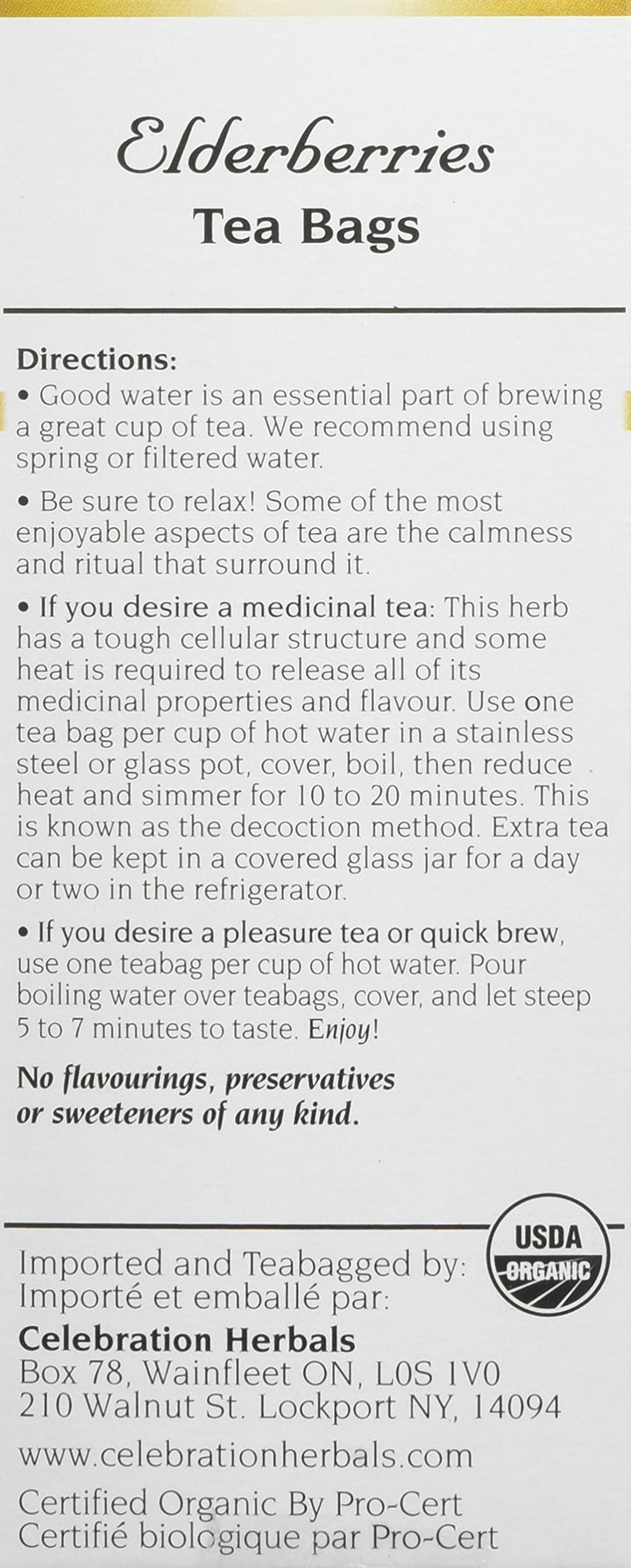 24 : Organic Elderberries Herbal Tea Caffeine Free - 24 Tea Bags