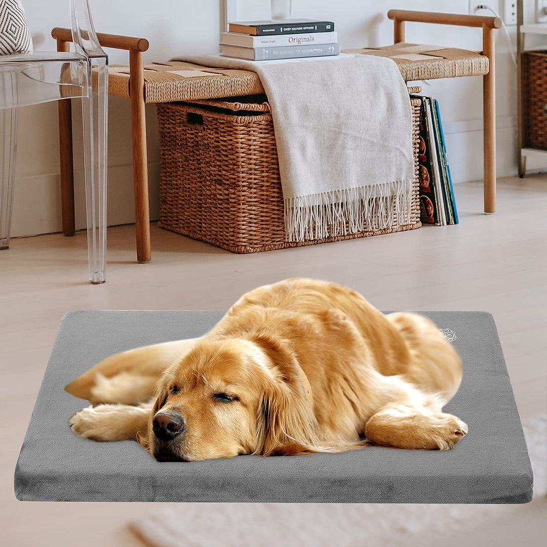 Stylish Dog Bed Mat Dog Crate Pad Mattress Reversible (Cool &amp; Warm), Water Proof Linings, Removable Machine Washable Cover, Firm Support Pet Crate Bed for Small to XX-Large Dogs, Grey
