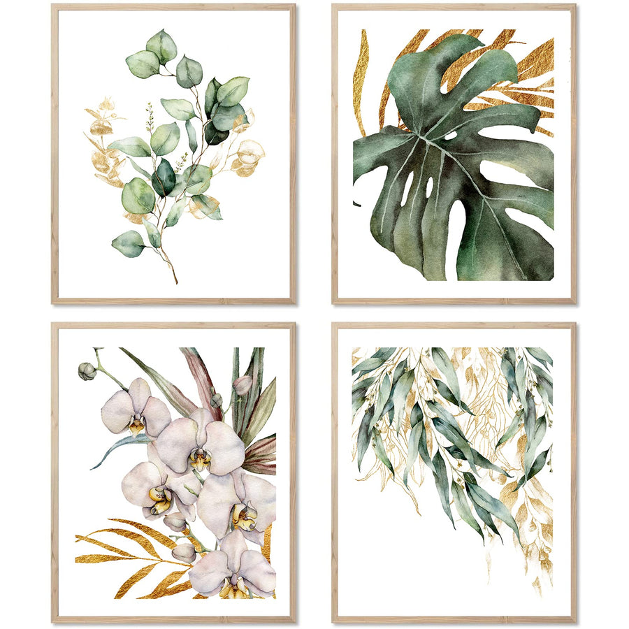 YIXIHOMPT Botanical Boho Wall Art Plant Leaves Watercol