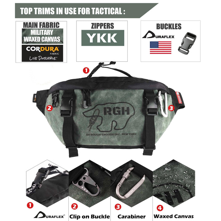 Rough Enough Mens Tactical Fanny Pack Crossbody Large Waist Bag for Men Green