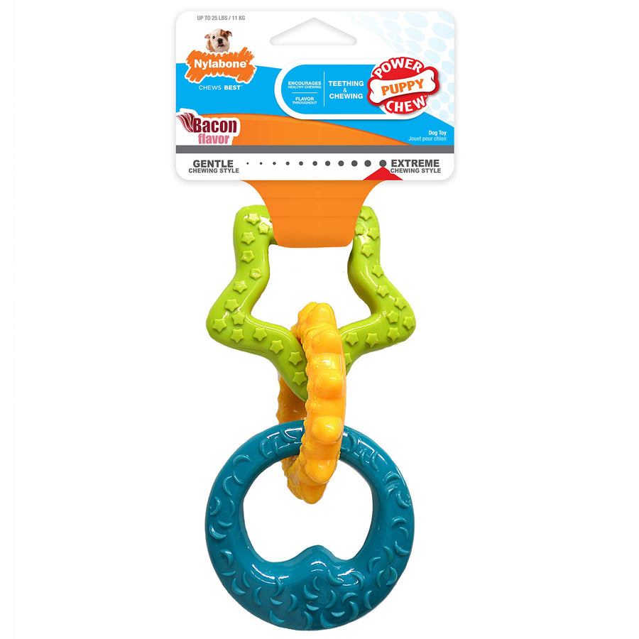 Teething Rings Power Chew Toy for Dogs, Dog Toys for Aggressive Chewers, Bacon Flavor, Small - Up to 25 Ibs, 1 Count