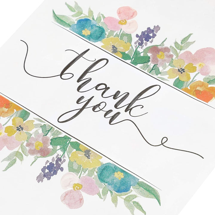 100 Pack Thank You Paper Treat Bags, Sleeves for Cookies, Goodies, Candy, Party Favors (Floral, 5 x 7.5 in)