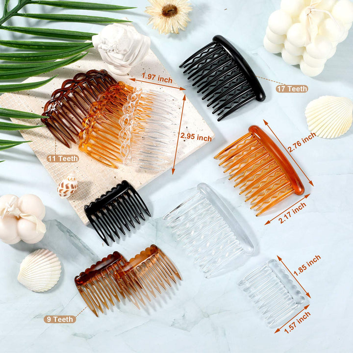 12 Pieces Plastic Side Hair Twist Comb French Twist Comb Hair Clips with Teeth for Fine Hair Accessories Women, 4 Colors(Retro Color,Chic)