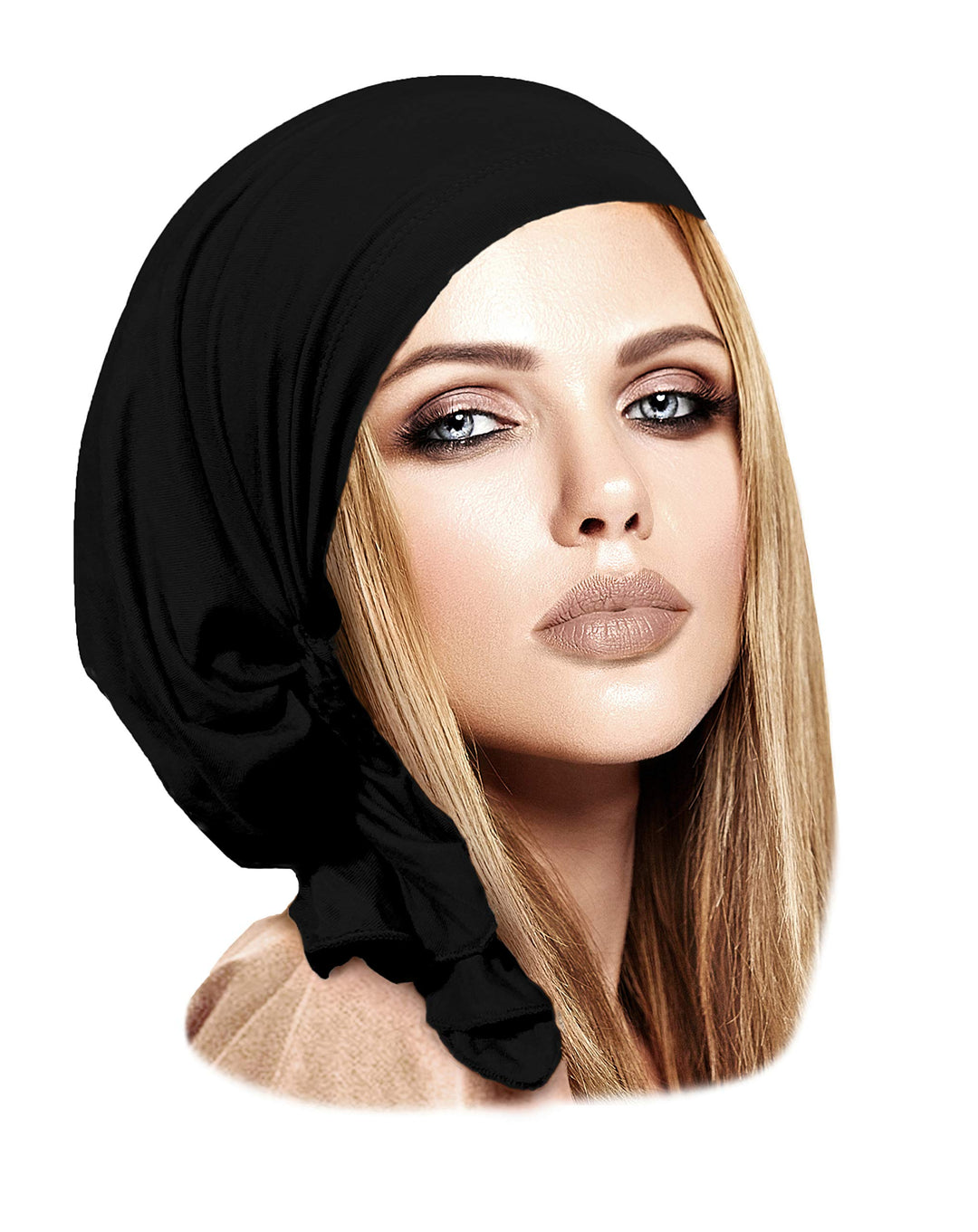 Black Headscarf Headscarves for Women Soft Cotton Pre-tied Bandana Headcovering Head Wear Headcover Chemo Cancer Tichel Friendly over 30 Colors (Black)