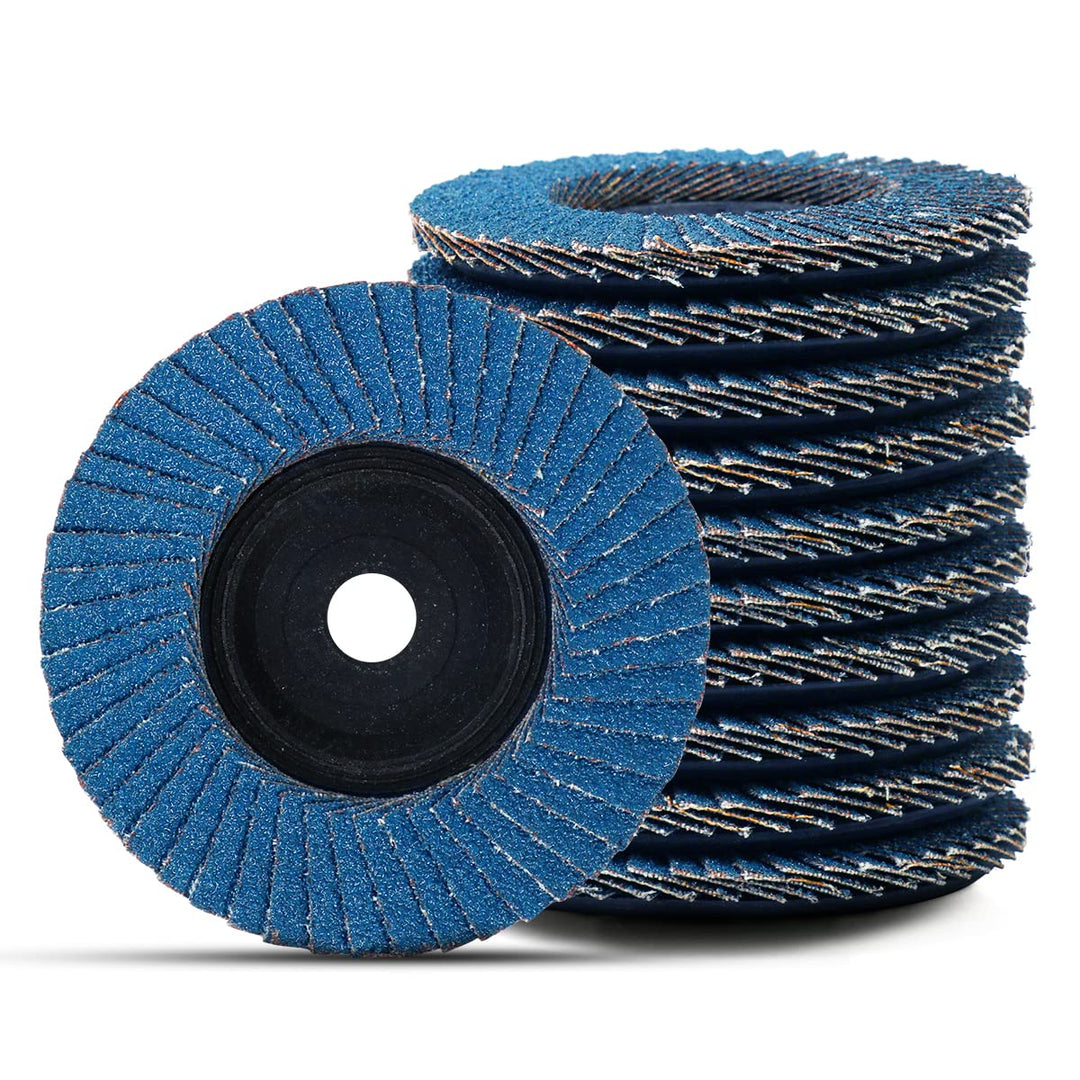 3&#39;&#39; x 3/8 Inch Flap Discs for Angle Grinder, 80 Grit Flap Sanding Disc, Steel Quick Trim Wheels Type 27 Grinding Wheel for Stainless Steel, Sheet Metal 10 Pack
