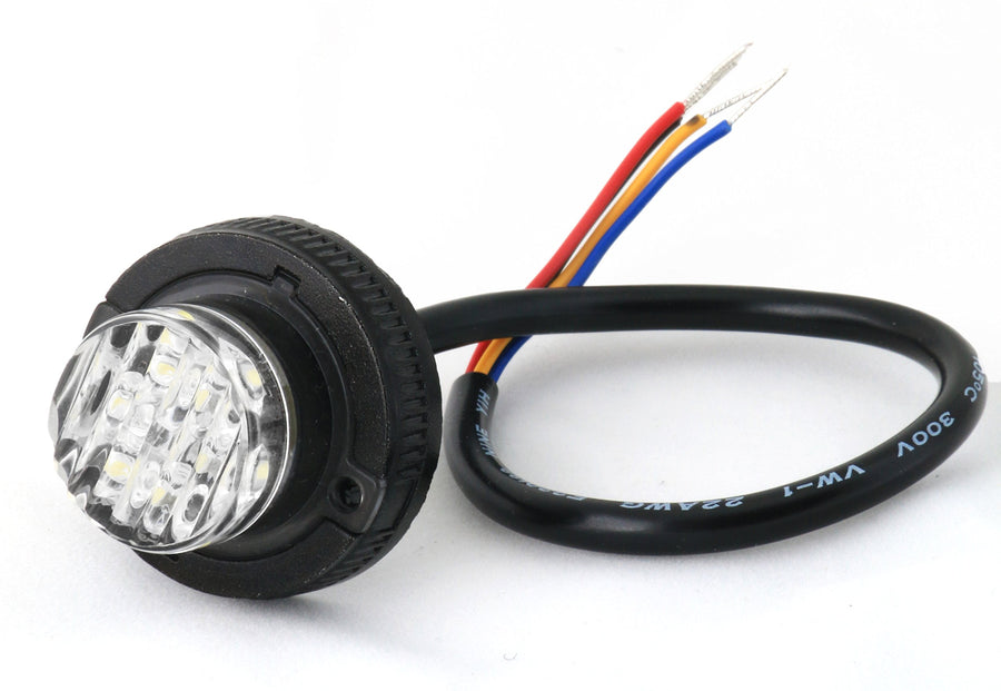 SAE Class-1 Impact 6 (Amber/White) 18W - 6 LED Snow Plow Truck Vehicle LED Hideaway Surface Mount Strobe Warning Light