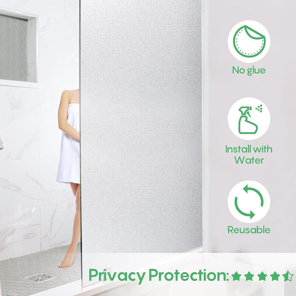 Window Film Privacy Frosted Non-Adhesive Static Cling Film Glass Film for Home Office 17.7 x 78.7 Inches