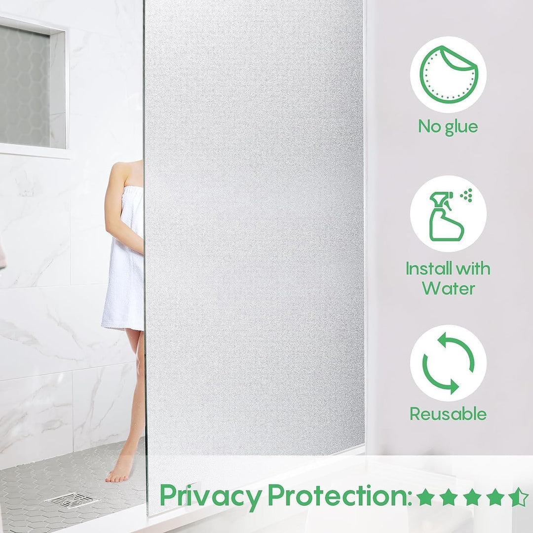 Window Film Privacy Frosted Non-Adhesive Static Cling Film Glass Film for Home Office 17.7 x 78.7 Inches