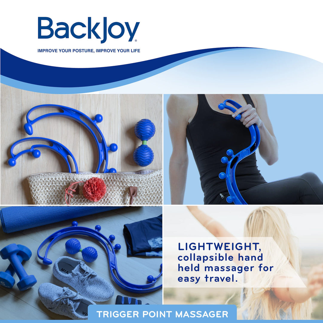 BackJoy Trigger Point Massager Tool, Handheld Massage Stick, Collapsible, Pain & Stress Relief for Muscles in Back, Neck, Feet & Body