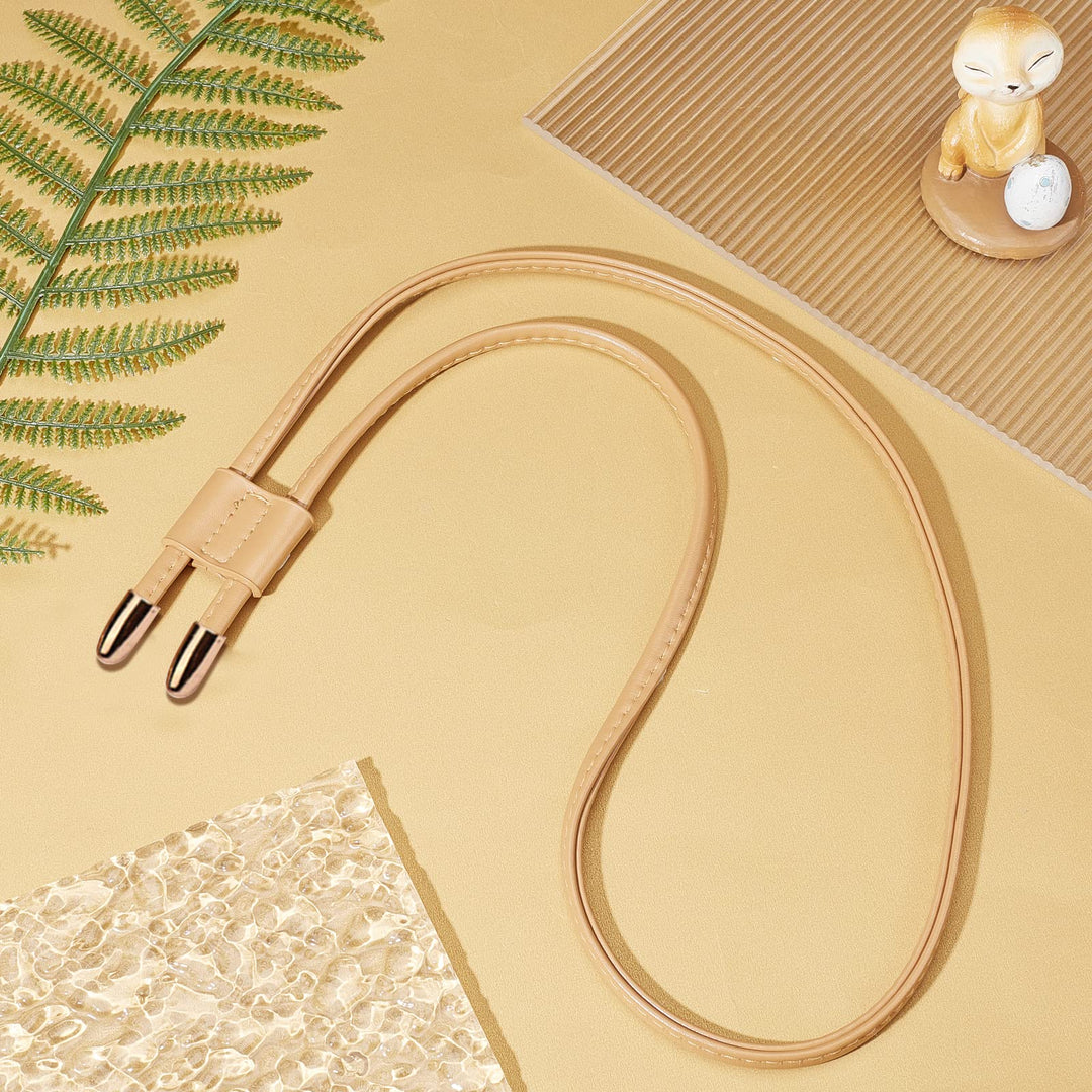 PU Leather Drawstring Pull String Purse Strap, 35.4 Inch Detachable Leather Bucket Bag Strap Leather Slide String Keeper Drawstring Bunches Pocket Accessories for Shoulder Bags, Burlywood