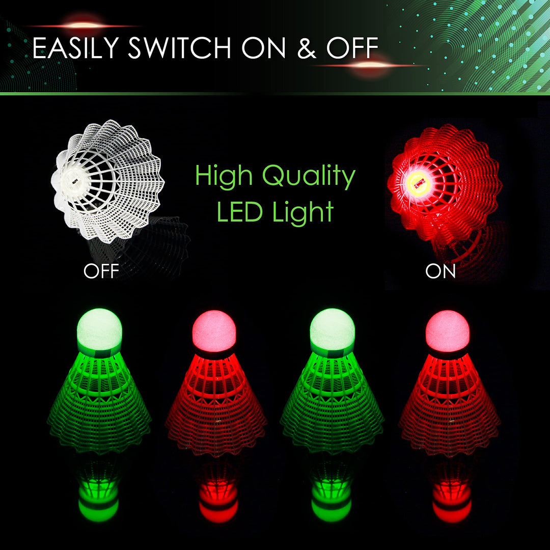 E-Jet LED Badminton Shuttlecocks, Badminton Birdies 4pc